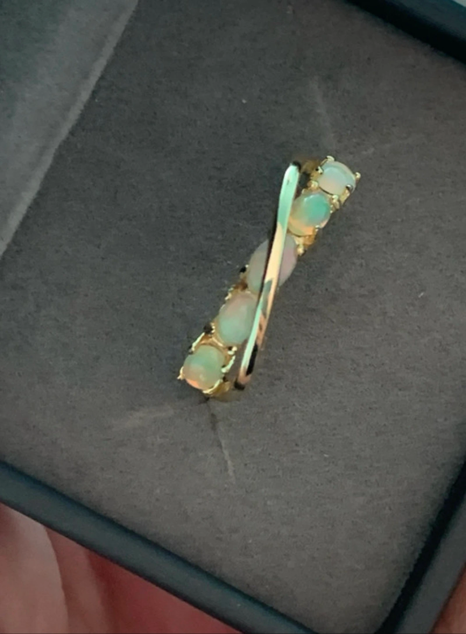 Anillo de plata 925 chapado en oro con ópalos etíopes naturales – photo 5